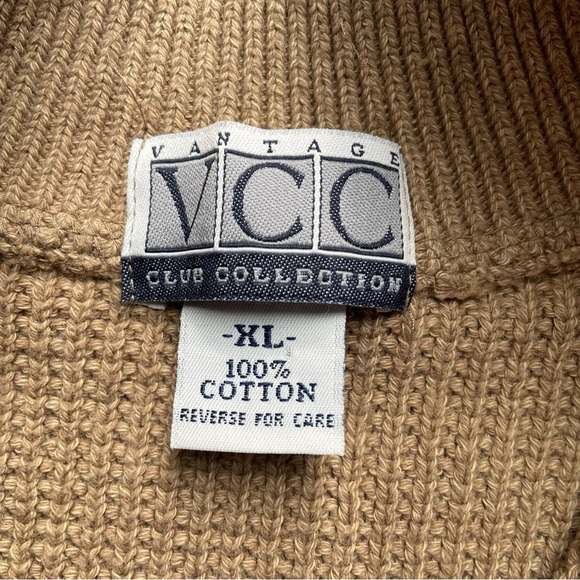 Vantage Club Collection VCC tan pullover sweater 100% cotton knit size XL - Picture 3 of 5